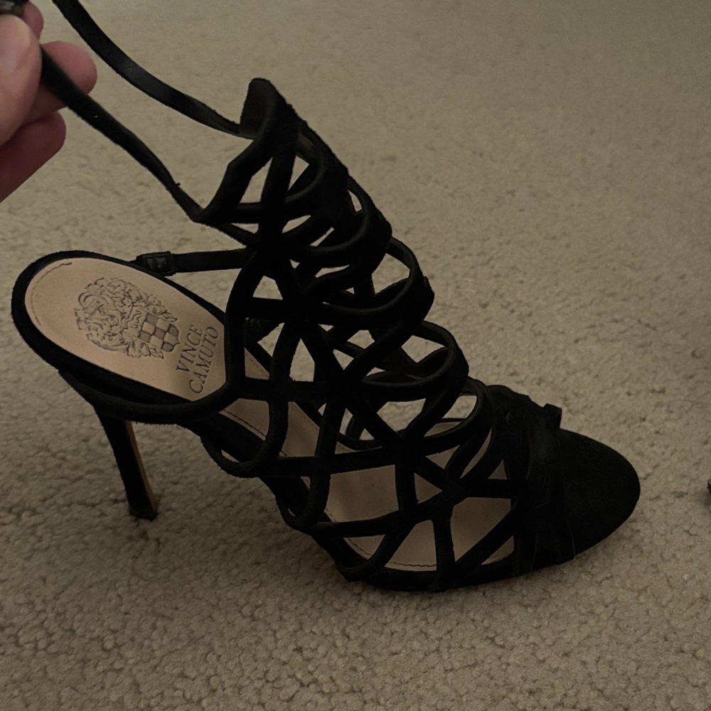 Vince Camuto Black Caged Heels